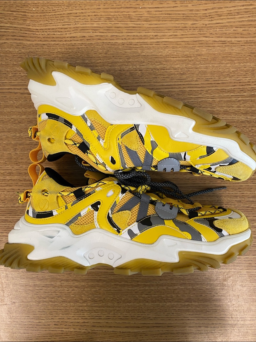 Javi Swipe Yellow and Black Camo Chunky Sneaker